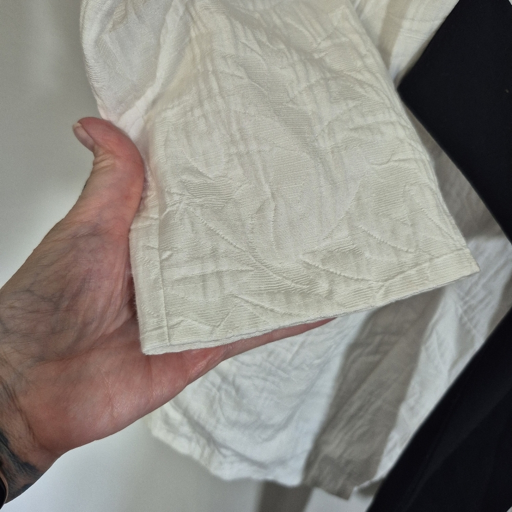 Zara Basics Collection White Textured Black Tie Spring Summer Jacket Medium - Picture 9 of 12